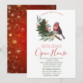 Waterverf Pine Tree Branch Cardinaal Open House Kaart (Voorkant / Achterkant)