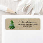 Waterverf Pine Tree Burlap Vakantie Adres Label (Insitu)