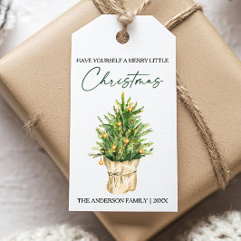 Waterverf Pine Tree Calligraphy Inktscript Cadeaulabel