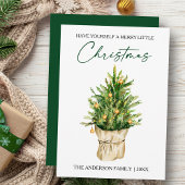 Waterverf Pine Tree Calligraphy Inktscript Feestdagenkaart