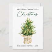 Waterverf Pine Tree Calligraphy Inktscript Feestdagenkaart (Voorkant)