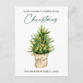 Waterverf Pine Tree Calligraphy Inktvakantie Feestdagenkaart (Voorkant)