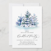 Waterverf Pine Tree Chic-kerstcocktail Kaart (Voorkant)