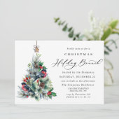 Waterverf Pine Tree Chic Kerstfeestdag BRUNCH Kaart (Staand voorkant)