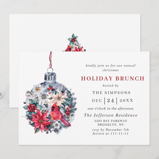 Waterverf Pine Tree Chic Kerstfeestdag BRUNCH Kaart (Voorkant / Achterkant)