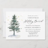 Waterverf Pine Tree Chic Kerstfeestdag BRUNCH Kaart (Voorkant)