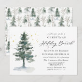 Waterverf Pine Tree Chic Kerstfeestdag BRUNCH Kaart (Voorkant / Achterkant)