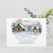 Waterverf Pine Tree Chic Kerstfeestdag BRUNCH Kaart (Staand voorkant)