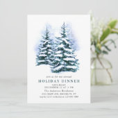 Waterverf Pine Tree Chic Kerstfeestdag DINNER Kaart (Staand voorkant)