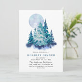 Waterverf Pine Tree Chic Kerstfeestdag DINNER Kaart (Staand voorkant)
