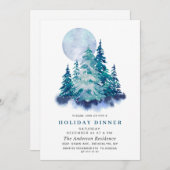 Waterverf Pine Tree Chic Kerstfeestdag DINNER Kaart (Voorkant / Achterkant)