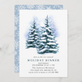 Waterverf Pine Tree Chic Kerstfeestdag DINNER Kaart (Voorkant / Achterkant)