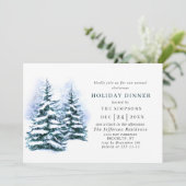 Waterverf Pine Tree Chic Kerstfeestdag DINNER Kaart (Staand voorkant)