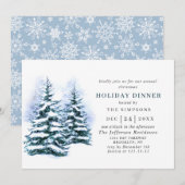 Waterverf Pine Tree Chic Kerstfeestdag DINNER Kaart (Voorkant / Achterkant)