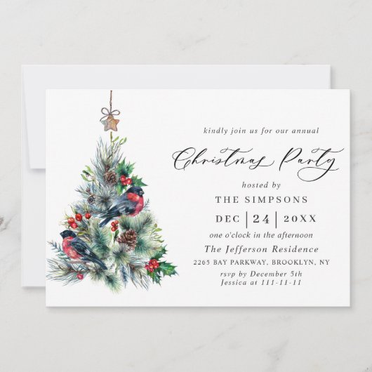 Waterverf Pine Tree Chic-kerstfeestdag Kaart (Voorkant)