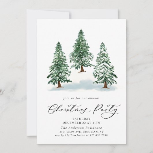 Waterverf Pine Tree Chic-kerstfeestdag Kaart (Voorkant)