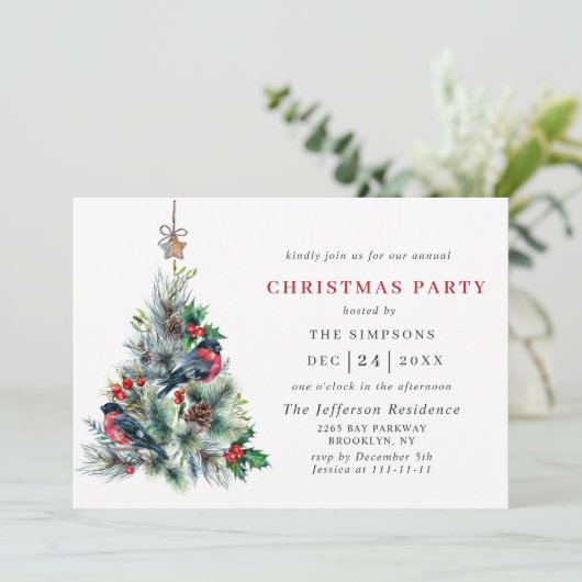 Waterverf Pine Tree Chic-kerstfeestdag Kaart (Staand voorkant)