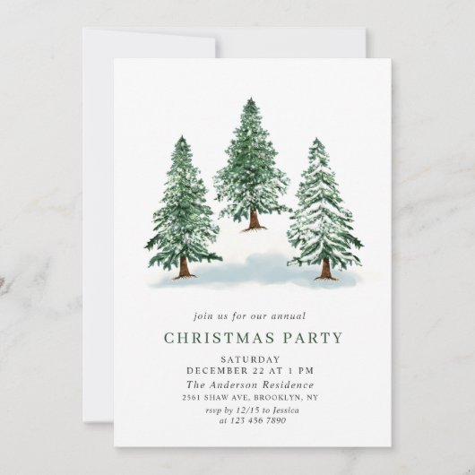 Waterverf Pine Tree Chic-kerstfeestdag Kaart (Voorkant)