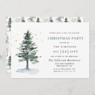 Waterverf Pine Tree Chic-kerstfeestdag Kaart