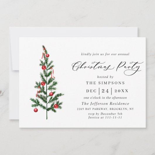 Waterverf Pine Tree Chic-kerstfeestdag Kaart (Voorkant)