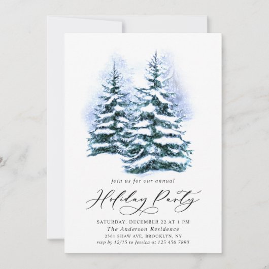 Waterverf Pine Tree Chic-kerstfeestdag Kaart (Voorkant)