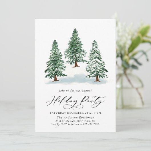 Waterverf Pine Tree Chic-kerstfeestdag Kaart (Staand voorkant)