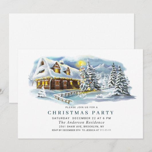 Waterverf Pine Tree Chic-kerstfeestdag Kaart (Voorkant / Achterkant)