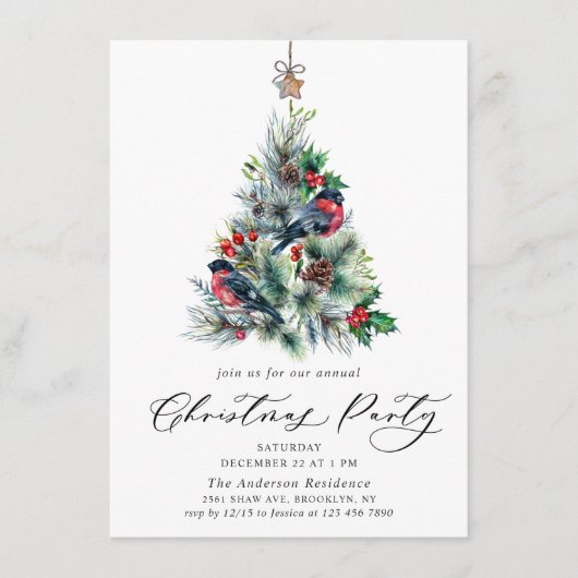 Waterverf Pine Tree Chic-kerstfeestdag Kaart (Voorkant)