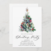 Waterverf Pine Tree Chic-kerstfeestdag Kaart (Voorkant / Achterkant)