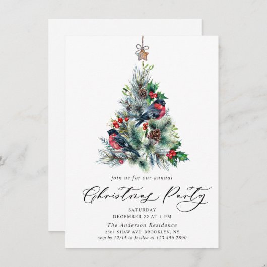 Waterverf Pine Tree Chic-kerstfeestdag Kaart (Voorkant / Achterkant)