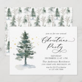 Waterverf Pine Tree Chic-kerstfeestdag Kaart (Voorkant / Achterkant)