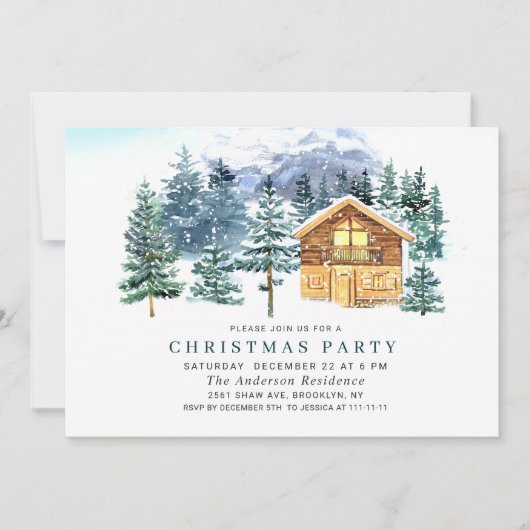 Waterverf Pine Tree Chic-kerstfeestdag Kaart (Voorkant)