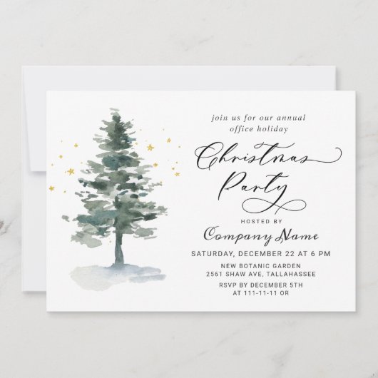 Waterverf Pine Tree Chic-kerstfeestdag Kaart (Voorkant)