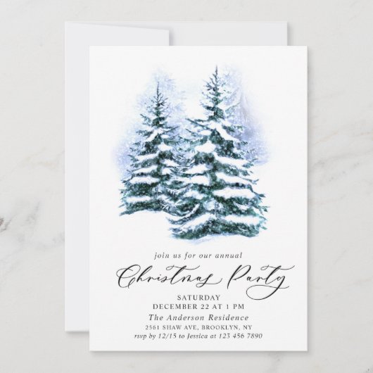 Waterverf Pine Tree Chic-kerstfeestdag Kaart (Voorkant)