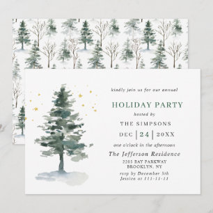 Waterverf Pine Tree Chic-kerstfeestdag Kaart