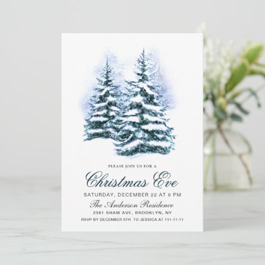 Waterverf Pine Tree Chic Kerstmis Vakantie Kaart (Staand voorkant)
