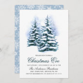 Waterverf Pine Tree Chic Kerstmis Vakantie Kaart (Voorkant / Achterkant)