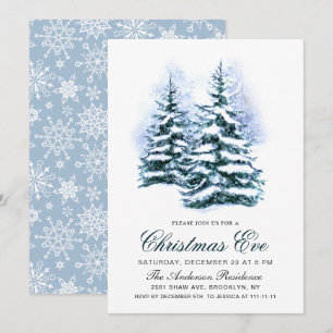 Waterverf Pine Tree Chic Kerstmis Vakantie Kaart