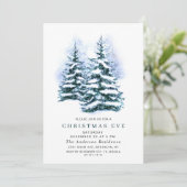 Waterverf Pine Tree Chic Kerstmis Vakantie Kaart (Staand voorkant)