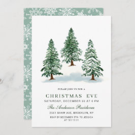 Waterverf Pine Tree Chic Kerstmis Vakantie Kaart