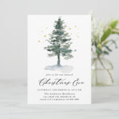 Waterverf Pine Tree Chic Kerstmis Vakantie Kaart (Staand voorkant)