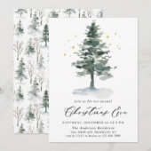 Waterverf Pine Tree Chic Kerstmis Vakantie Kaart (Voorkant / Achterkant)