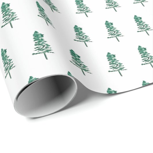 Waterverf Pine Tree Christmas Cadeaupapier (Rol Hoek)