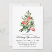 Waterverf Pine Tree CHRISTMAS HOLIDAY OPEN HOUSE Kaart (Voorkant)