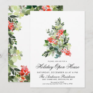 Waterverf Pine Tree CHRISTMAS HOLIDAY OPEN HOUSE Kaart
