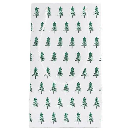 Waterverf Pine Tree Christmas Klein Cadeauzakje (Voorkant)