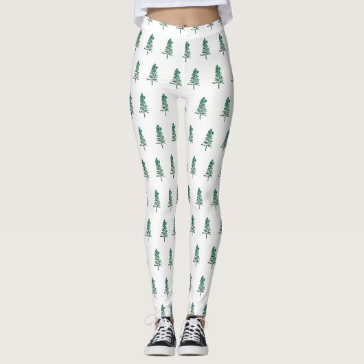 Waterverf Pine Tree Christmas Leggings (Voorkant)
