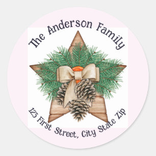 Waterverf Pine Tree Cone Greens Kerstmis Aangepast Ronde Sticker