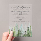 Waterverf Pine Tree Forest Baby shower Acryl Uitnodigingen (Insitu (Draagbaar))