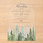 Waterverf Pine Tree Forest Baby shower Acryl Uitnodigingen (Voorkant)
